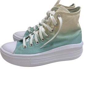 Converse Cream and Green High-Top Sneakers